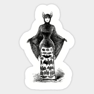 Girl in Victorian Era Bat Costume Sticker